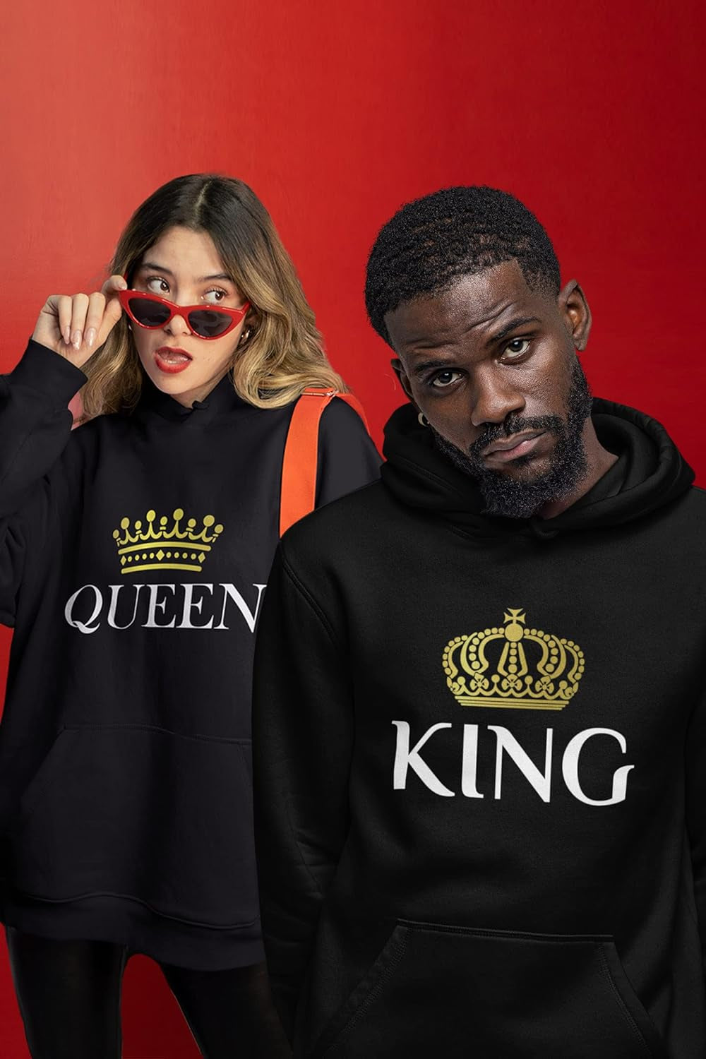 King & Queen Matching Couple Hoodie Set - His & Hers Pullover Hoodies - Valentine'S Day Gift for Couples